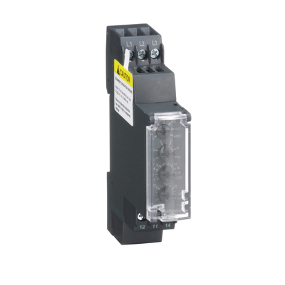 Zelio, 3 phase supply control relay, range 208 to 480 VAC, sequence, phase failure, phase imbalance, voltage