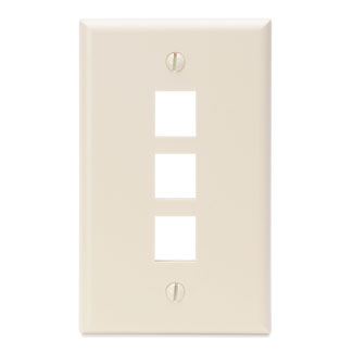 Single-Gang QuickPort Wallplate, 3-Port, Light Almond