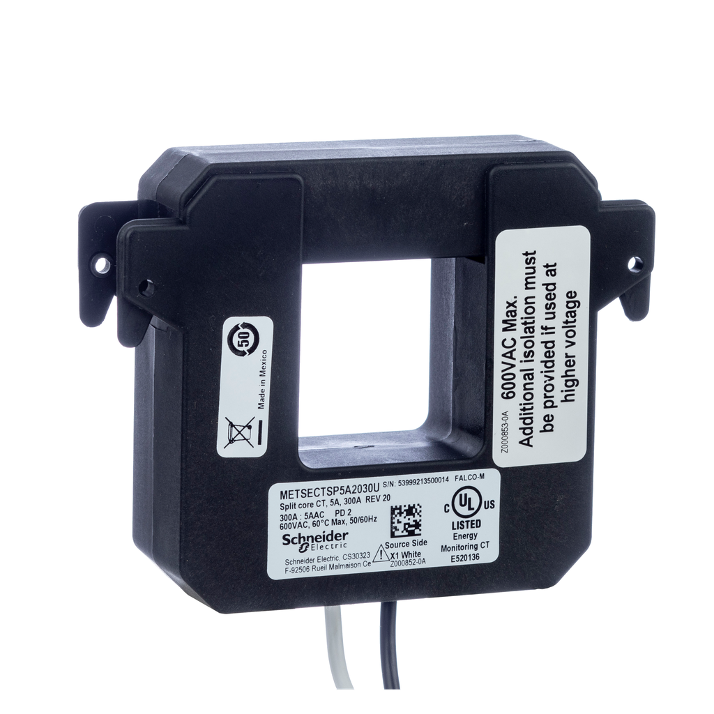 Split core current transformer, PowerLogic UL2808 CT, 200A, 5A output