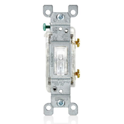 15 Amp, 120 Volt, Toggle LED Illuminated Single-Pole Switch, Residential Grade, Grounding - Clear