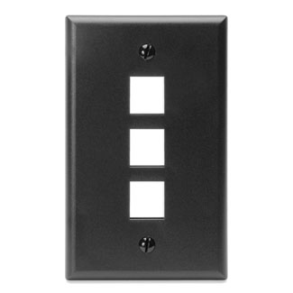 Single-Gang QuickPort Wallplate, 3-Port, Black