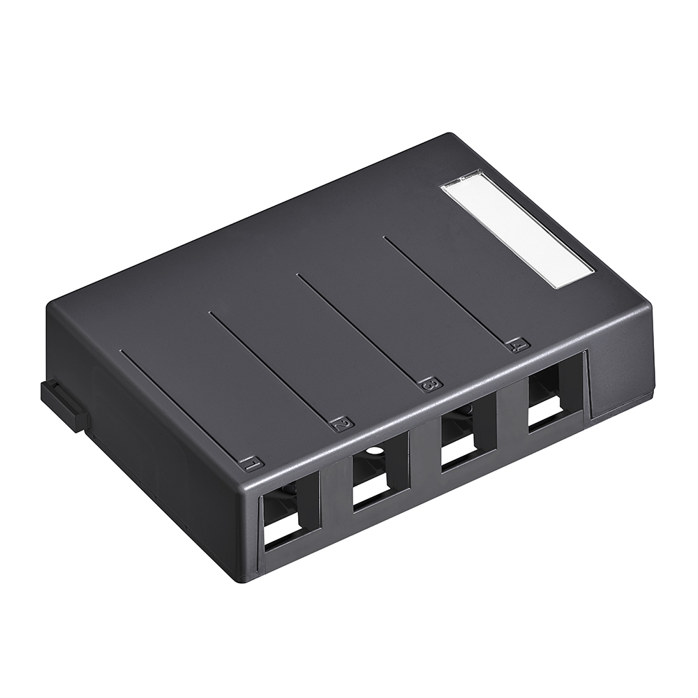 Surface-Mount QuickPort Box, 4-Port, Black