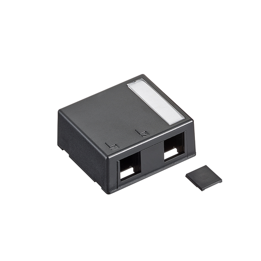 Surface-Mount QuickPort Box, Plenum-Rated, 2-Port, Black