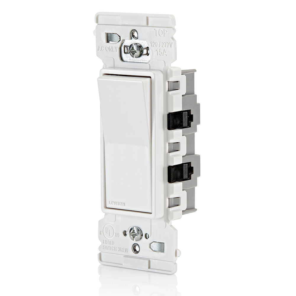 Decora Edge 15 Amp Single Pole Rocker Switch, White