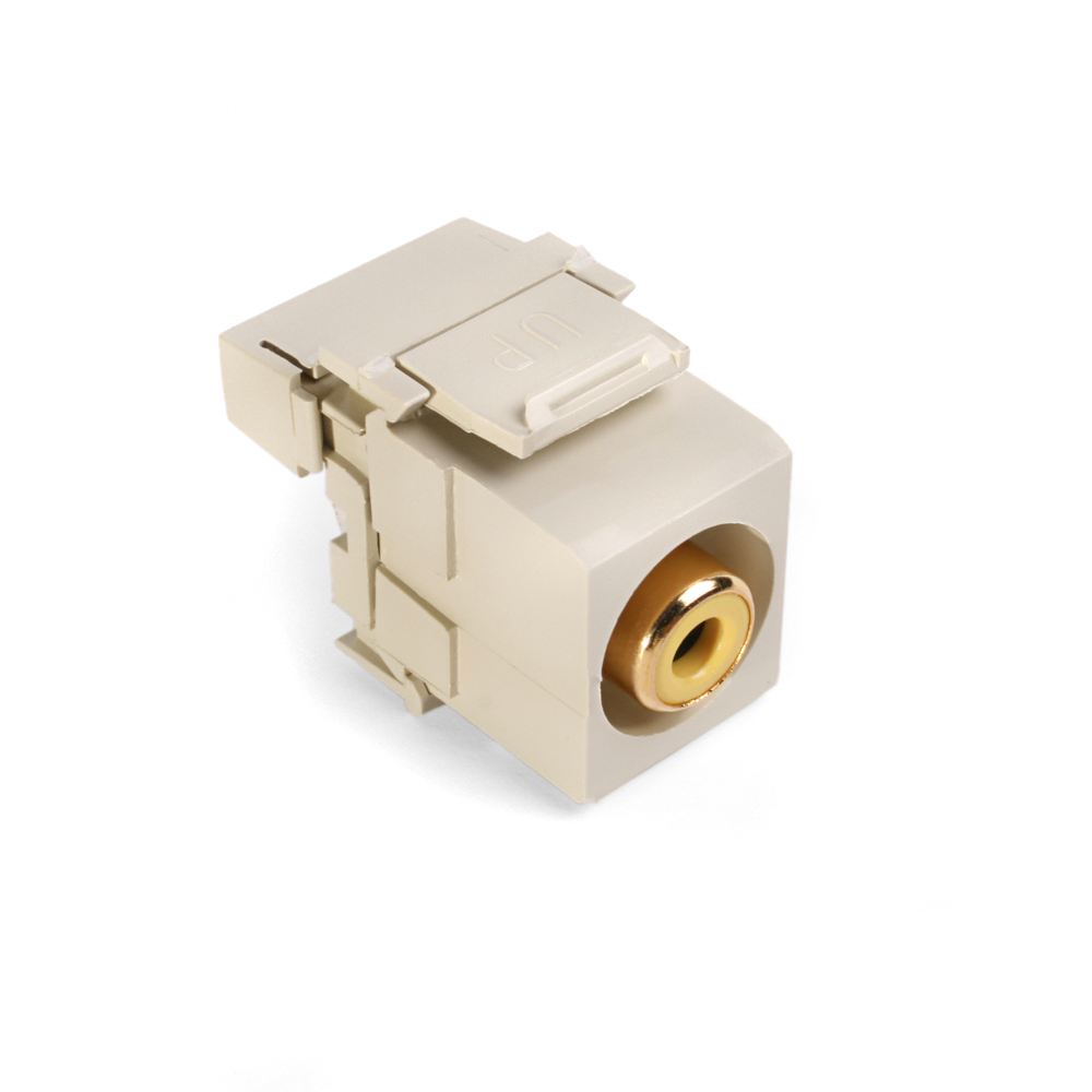 RCA 110-Termination QuickPort Connector, Yellow Barrel, Ivory Housing