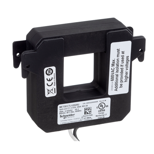 Split core current transformer, PowerLogic UL2808 CT, 200A, 0.333V output