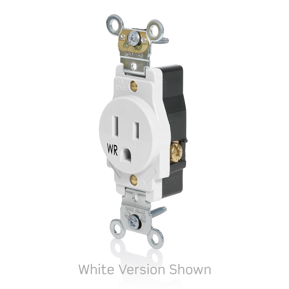 Weather-Resistant Single Receptacle, 15 Amp, 125 Volt