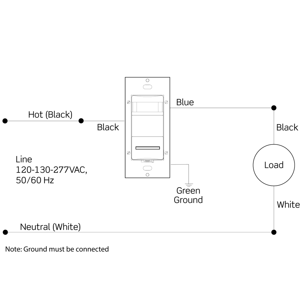 Occupancy Sensor, PIR, Wall Switch, 1600SF, 120-277V, Ivory, Decora