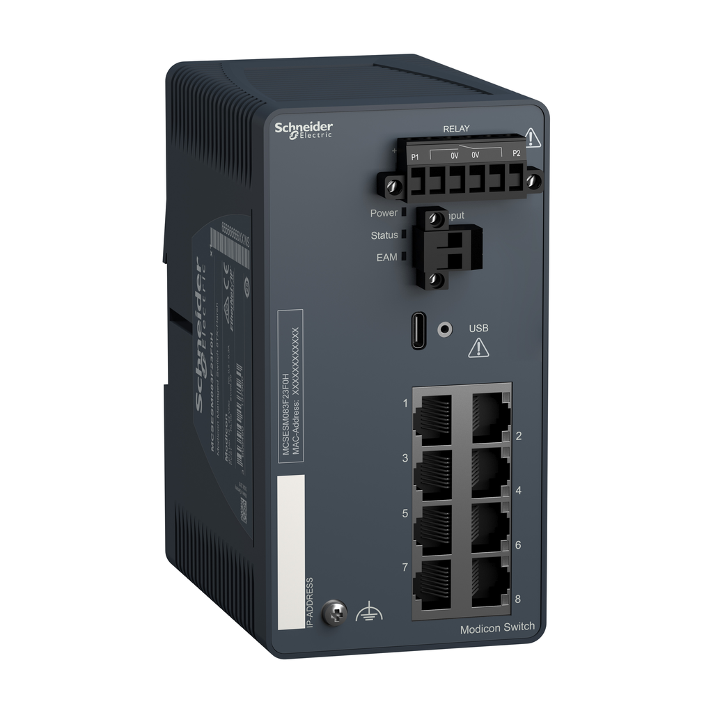 Modicon Managed Switch - 8 ports for copper - Harsh