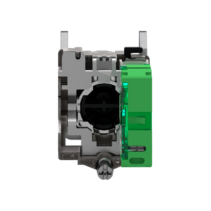 Wireless and batteryless transmitter, Harmony XB5R, push button, metal, green, 22mm, spring return