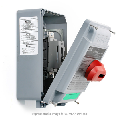 40 Amp, 600 Volt, 2-Pole, Non-Fused Manual Motor Controller, Suitable as Motor Disconnect, Type 4X Thermoplastic Enclosure, IP67-Watertight, NSF Certified