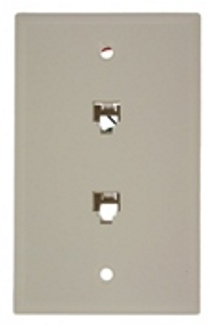 Standard Telephone Wall Jack, 6P4C x 6P4C, Screw Terminals, Light Almond