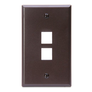 Single-Gang QuickPort Wallplate, 2-Port, Brown