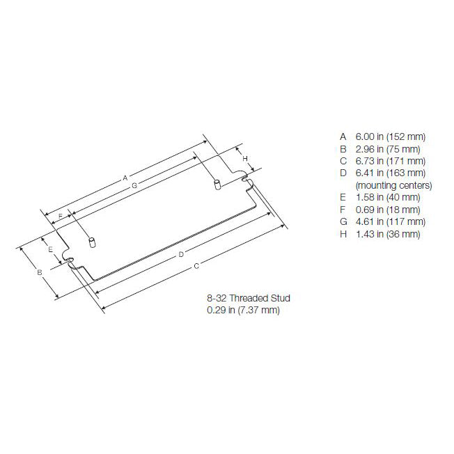 Ballast adapter plate used when a non-studded B-can is being replaced by a non-studded K-can