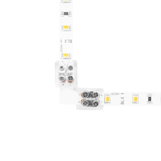 Tape Light 90 Degree Corner Connector With Attached 8mm Tape-to-Tape Terminal Blocks