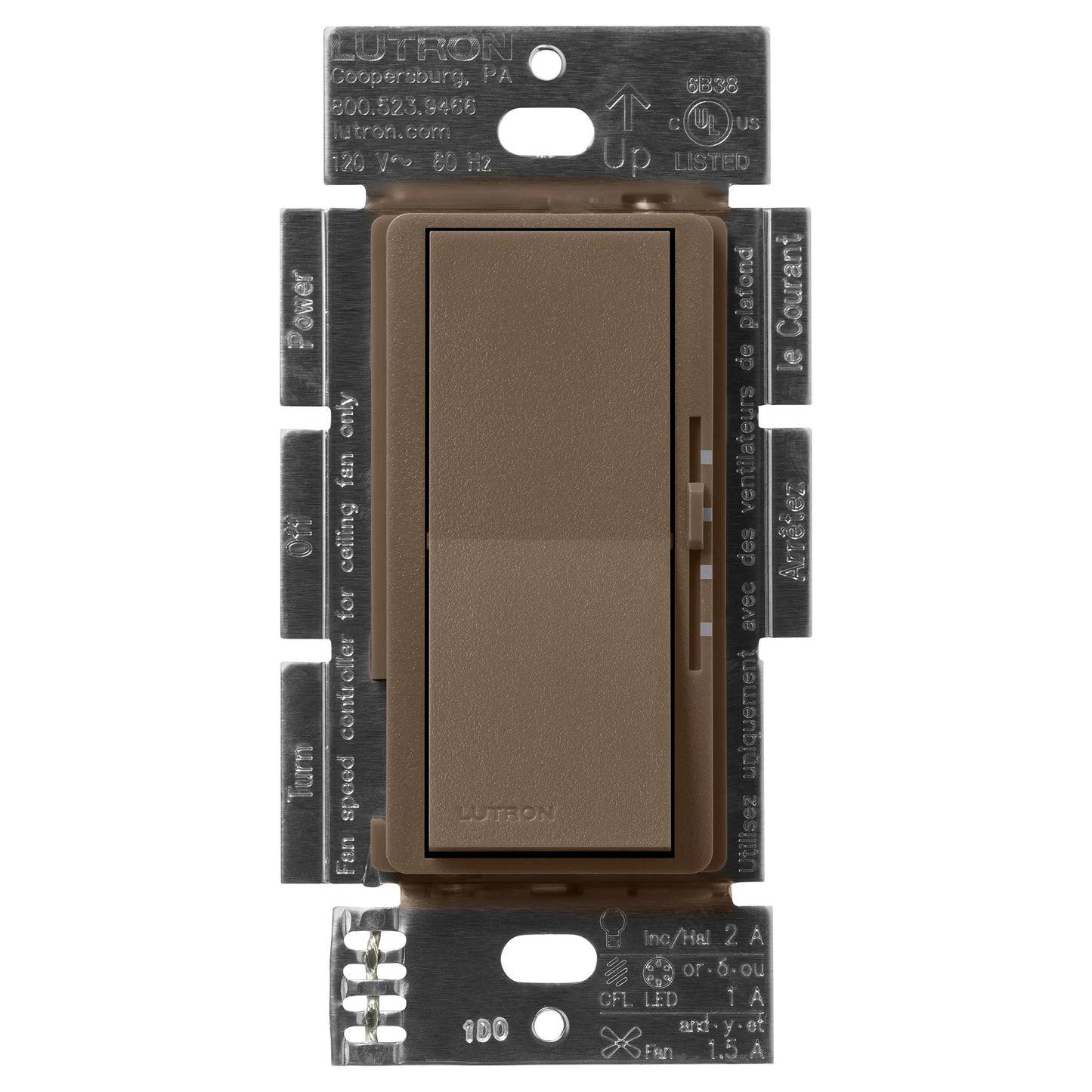 Lutron Diva 3-Speed Fan Control and Light Switch, Single-Pole/3-Way, 1.5A Fan/1A LED