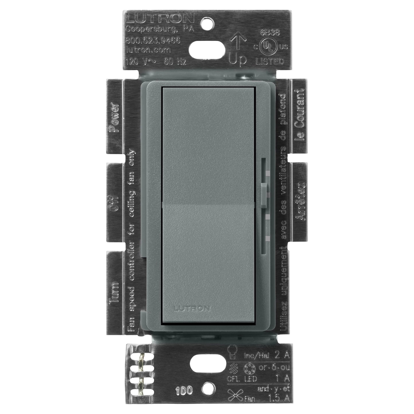 Lutron Diva 3-Speed Fan Control and Light Switch, Single-Pole/3-Way, 1.5A Fan/1A LED