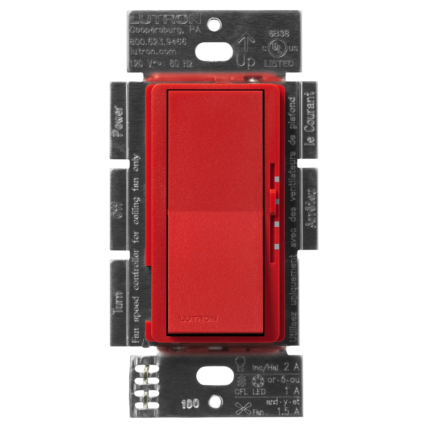 Lutron Diva 3-Speed Fan Control and Light Switch, Single-Pole/3-Way, 1.5A Fan/1A LED