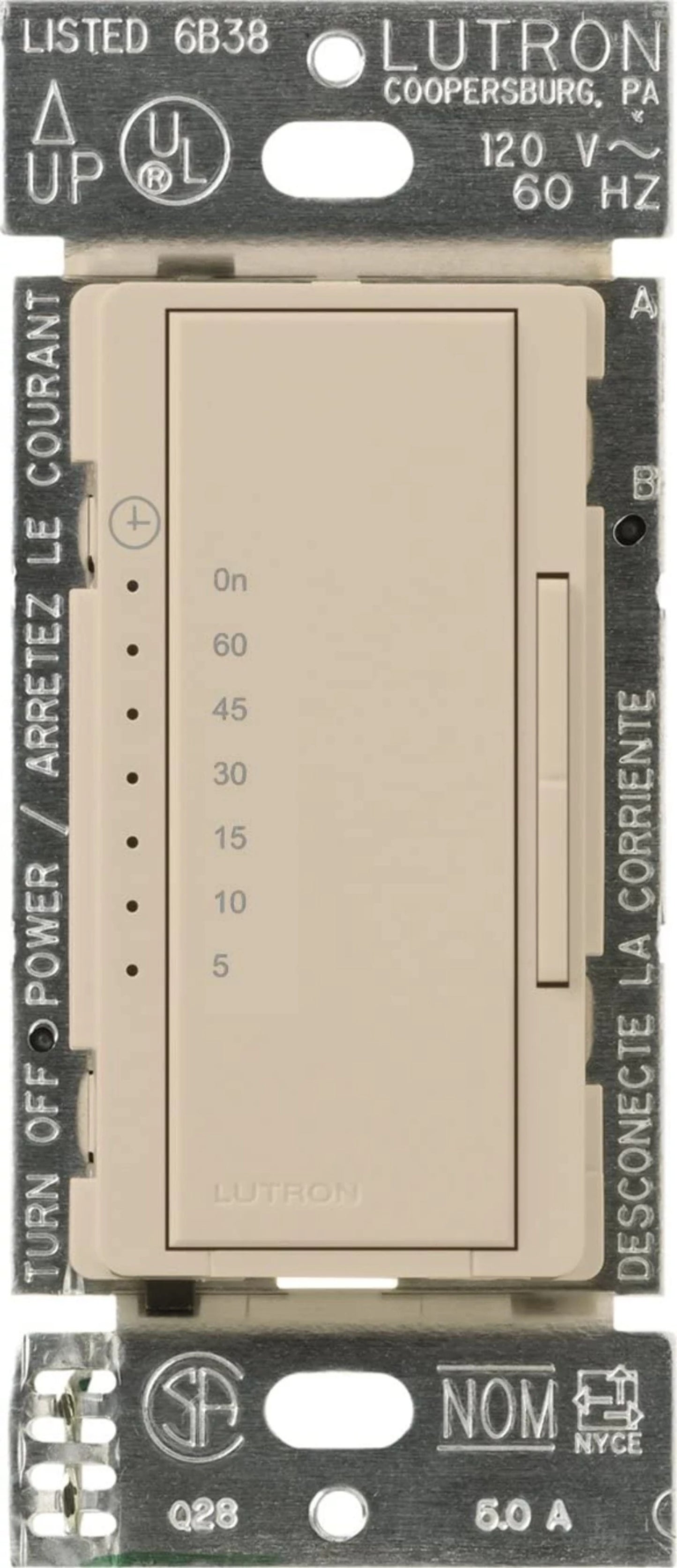 Maestro Countdown Timer, Multi-location/single-pole, neutral required, 120V/600W/VA (5A)