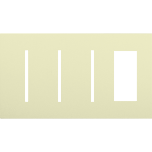 Multigang WallPlate for New Architectural Controls and Accessories, Four-gang for 3 Grafik T controls and 1 accessory or Palladiom keypad