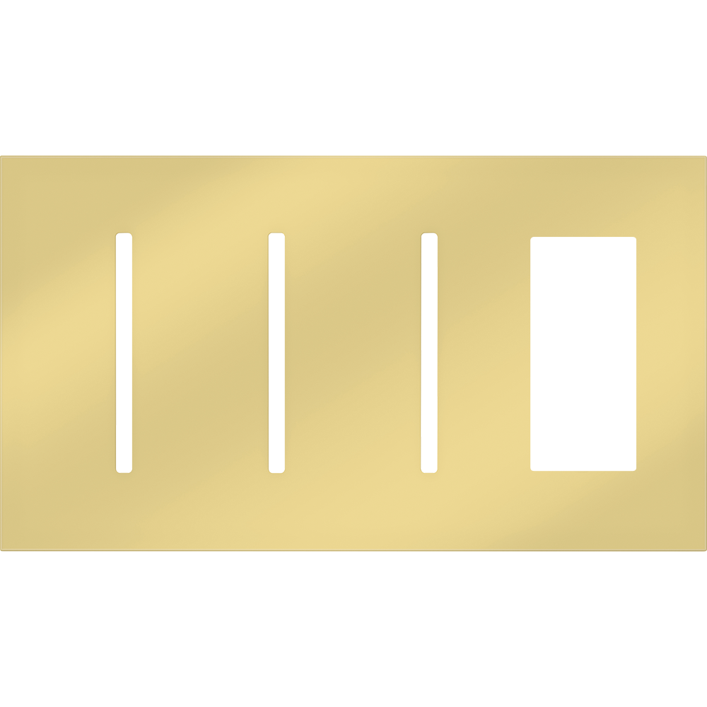 Multigang WallPlate for New Architectural Controls and Accessories, Four-gang for 3 Grafik T controls and 1 accessory or Palladiom keypad