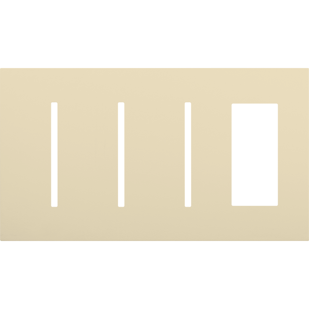 Multigang WallPlate for New Architectural Controls and Accessories, Four-gang for 3 Grafik T controls and 1 accessory or Palladiom keypad