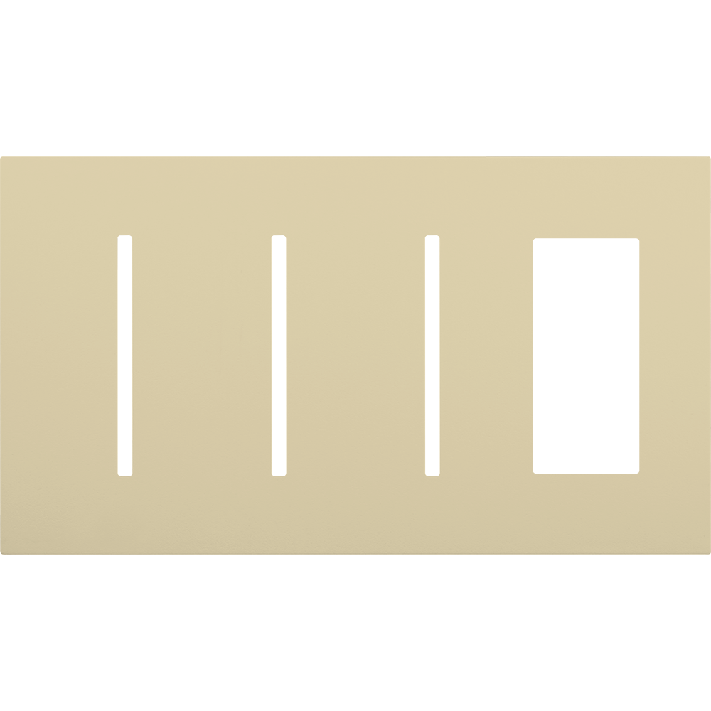 Multigang WallPlate for New Architectural Controls and Accessories, Four-gang for 3 Grafik T controls and 1 accessory or Palladiom keypad