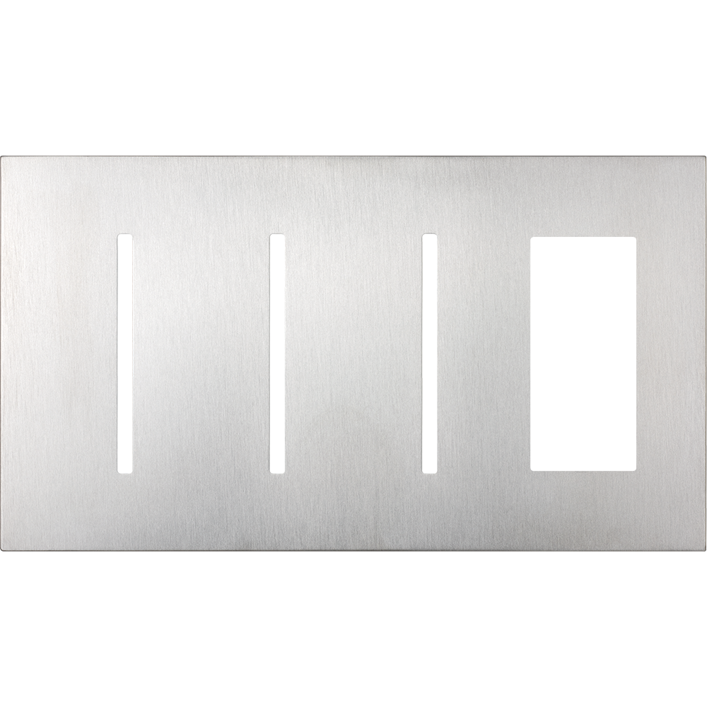 Multigang WallPlate for New Architectural Controls and Accessories, Four-gang for 3 Grafik T controls and 1 accessory or Palladiom keypad