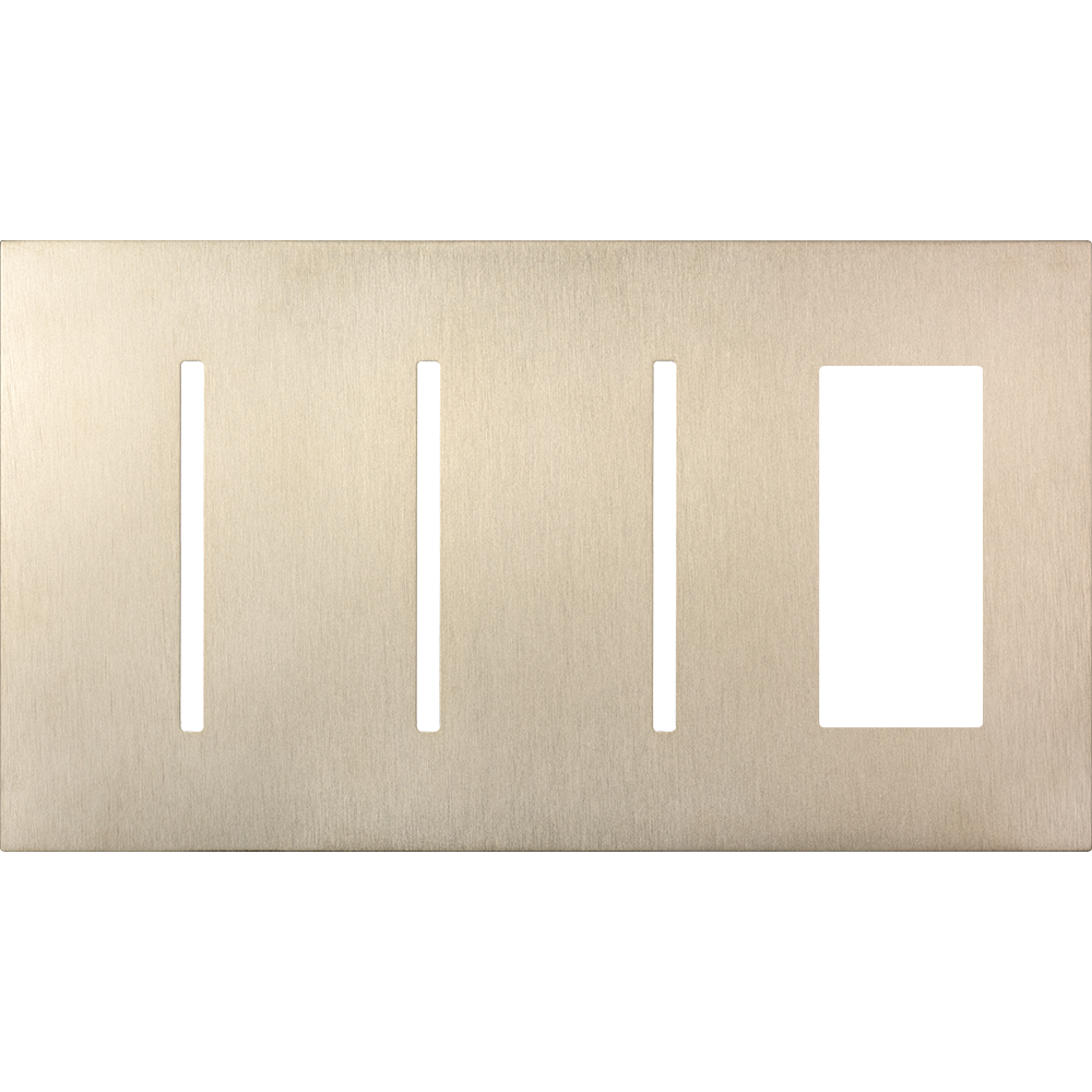 Multigang WallPlate for New Architectural Controls and Accessories, Four-gang for 3 Grafik T controls and 1 accessory or Palladiom keypad