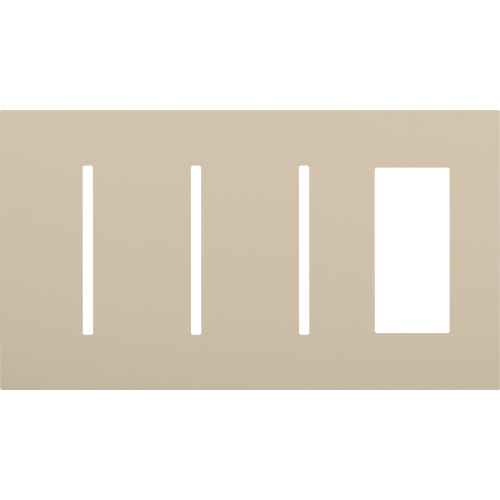 Multigang WallPlate for New Architectural Controls and Accessories, Four-gang for 3 Grafik T controls and 1 accessory or Palladiom keypad