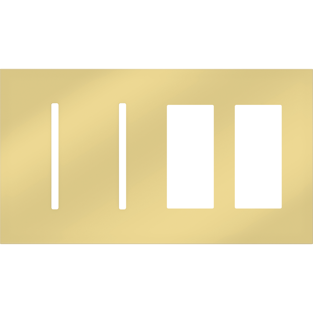 Multigang WallPlate for New Architectural Controls and Accessories, Four-gang for 2 Grafik T controls and 2 accessories or Palladiom keypads