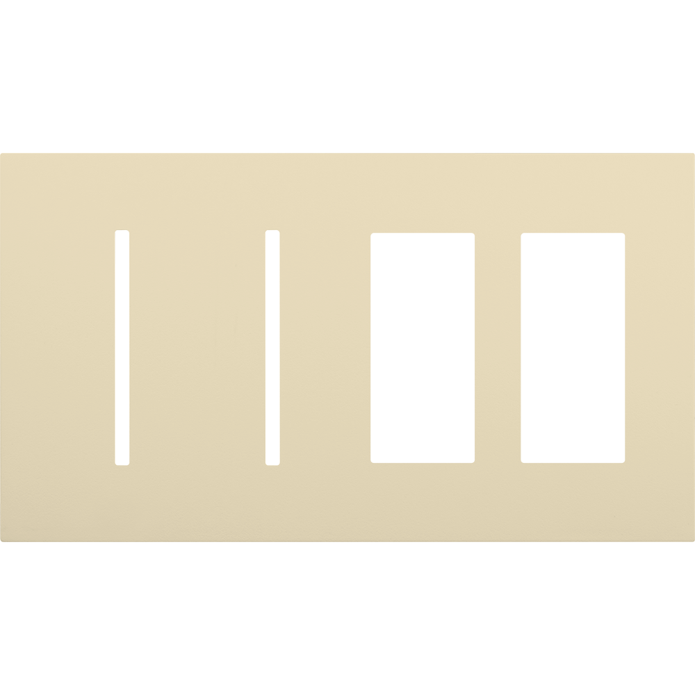 Multigang WallPlate for New Architectural Controls and Accessories, Four-gang for 2 Grafik T controls and 2 accessories or Palladiom keypads