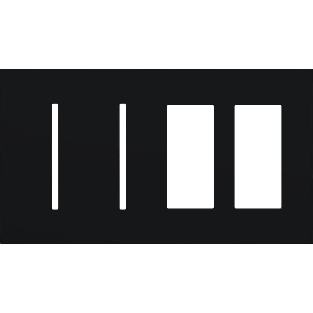 Multigang WallPlate for New Architectural Controls and Accessories, Four-gang for 2 Grafik T controls and 2 accessories or Palladiom keypads