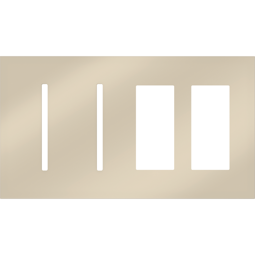 Multigang WallPlate for New Architectural Controls and Accessories, Four-gang for 2 Grafik T controls and 2 accessories or Palladiom keypads