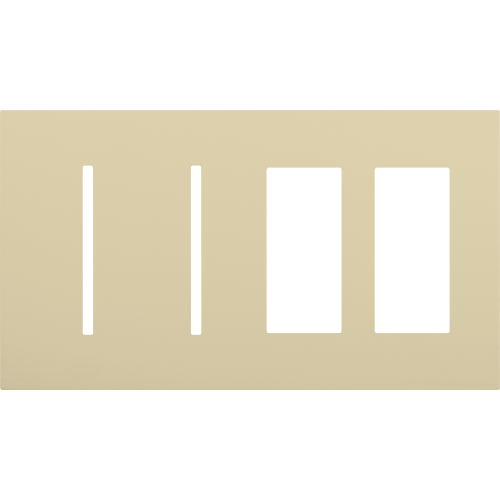 Multigang WallPlate for New Architectural Controls and Accessories, Four-gang for 2 Grafik T controls and 2 accessories or Palladiom keypads