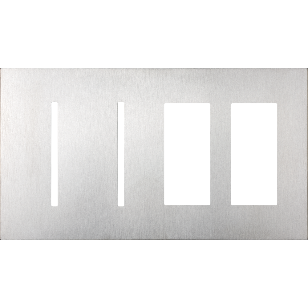 Multigang WallPlate for New Architectural Controls and Accessories, Four-gang for 2 Grafik T controls and 2 accessories or Palladiom keypads