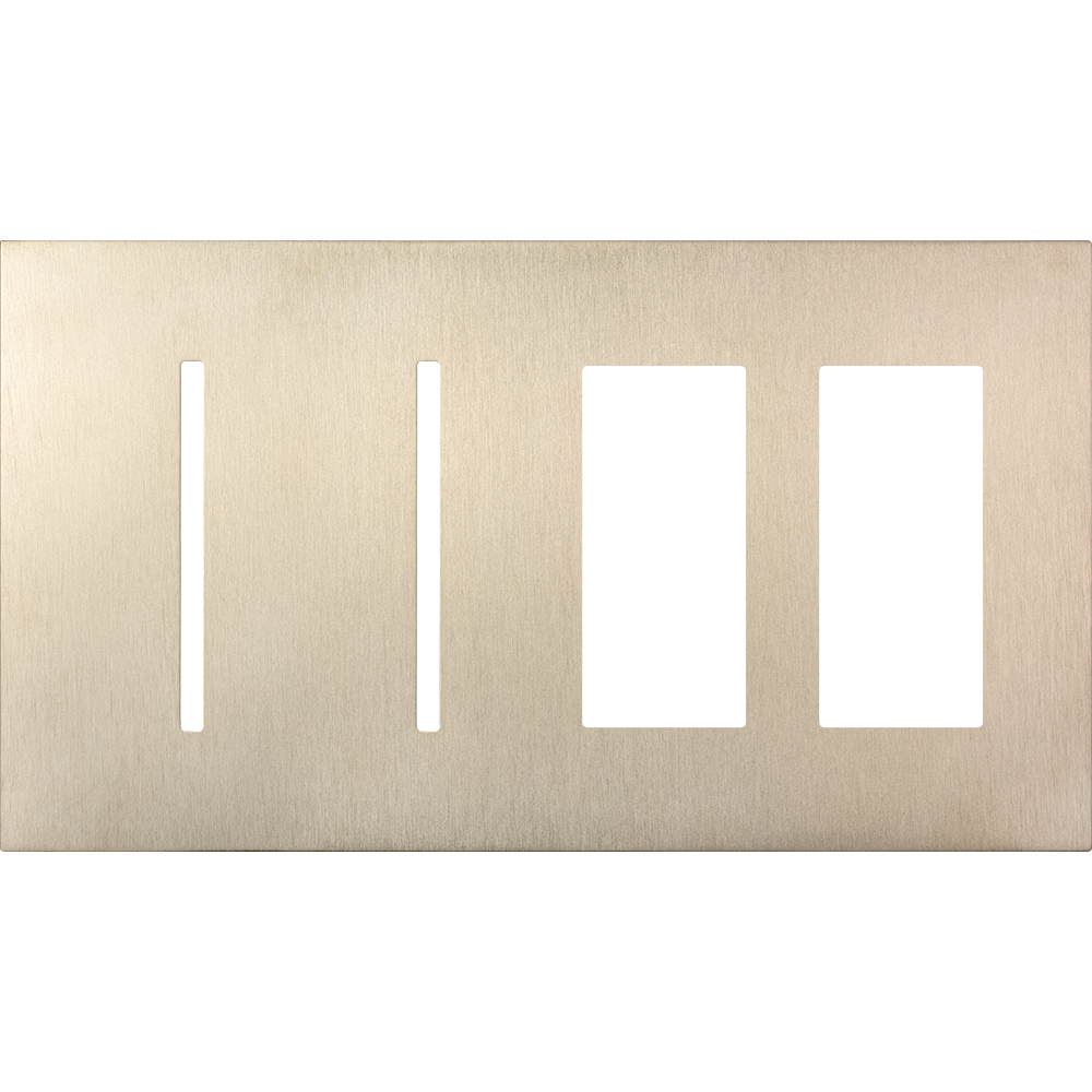 Multigang WallPlate for New Architectural Controls and Accessories, Four-gang for 2 Grafik T controls and 2 accessories or Palladiom keypads