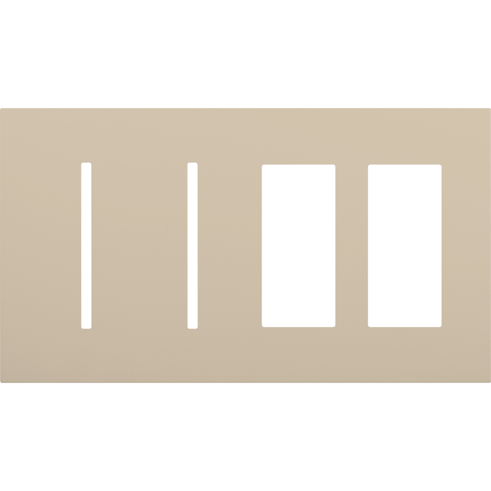 Multigang WallPlate for New Architectural Controls and Accessories, Four-gang for 2 Grafik T controls and 2 accessories or Palladiom keypads