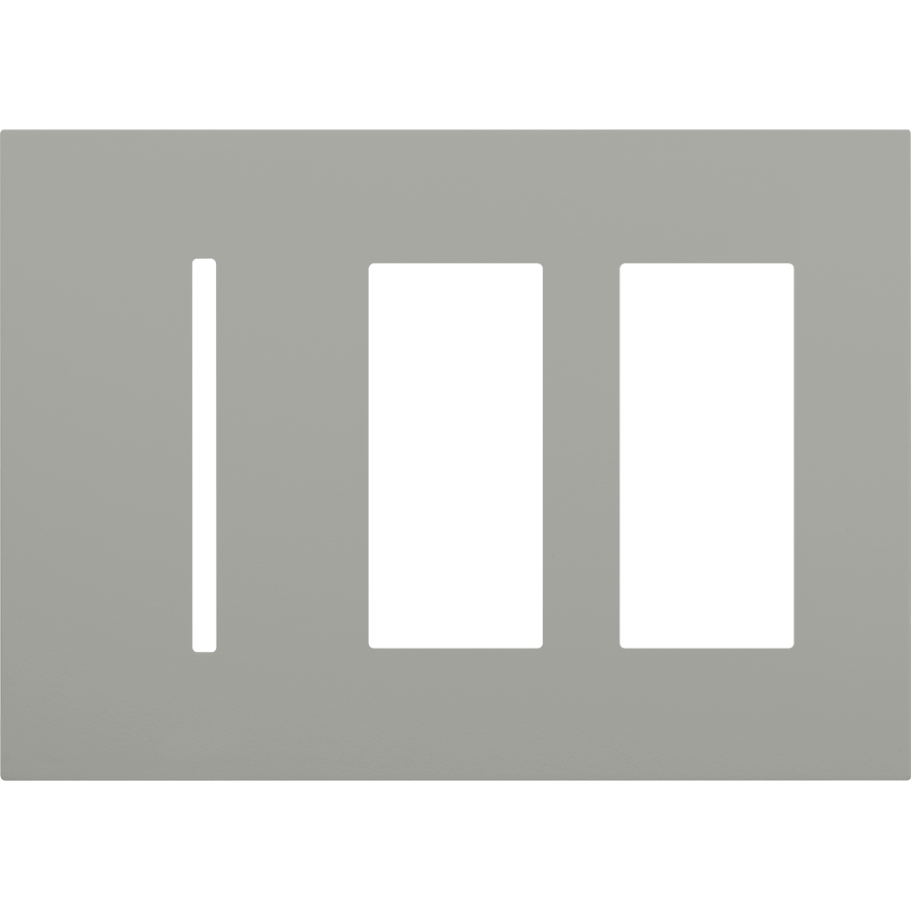 Multigang WallPlate for New Architectural Controls and Accessories, Three-gang for 1 Grafik T controls and 2 accessories or Palladiom keypads