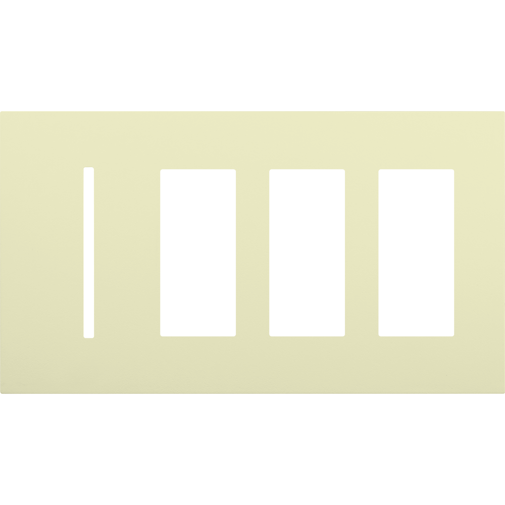 Multigang WallPlate for New Architectural Controls and Accessories, Four-gang for 1 Grafik T control and 3 accessories or Palladiom keypads