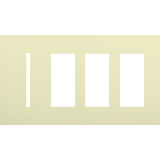 Multigang WallPlate for New Architectural Controls and Accessories, Four-gang for 1 Grafik T control and 3 accessories or Palladiom keypads