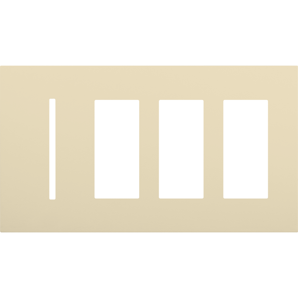 Multigang WallPlate for New Architectural Controls and Accessories, Four-gang for 1 Grafik T control and 3 accessories or Palladiom keypads