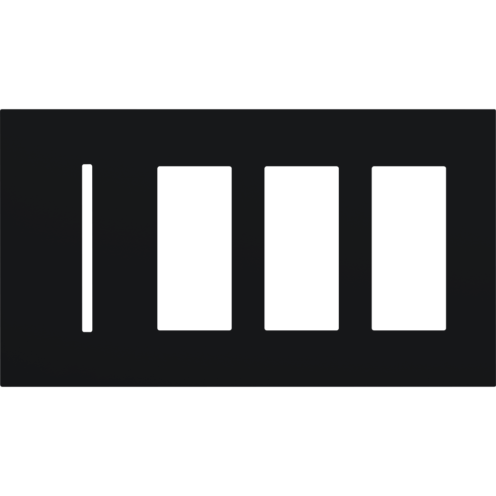 Multigang WallPlate for New Architectural Controls and Accessories, Four-gang for 1 Grafik T control and 3 accessories or Palladiom keypads