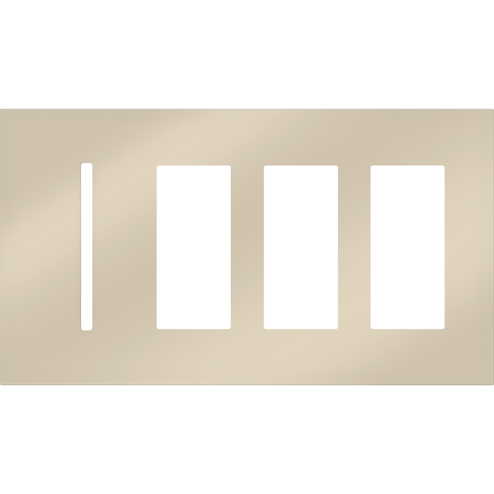 Multigang WallPlate for New Architectural Controls and Accessories, Four-gang for 1 Grafik T control and 3 accessories or Palladiom keypads