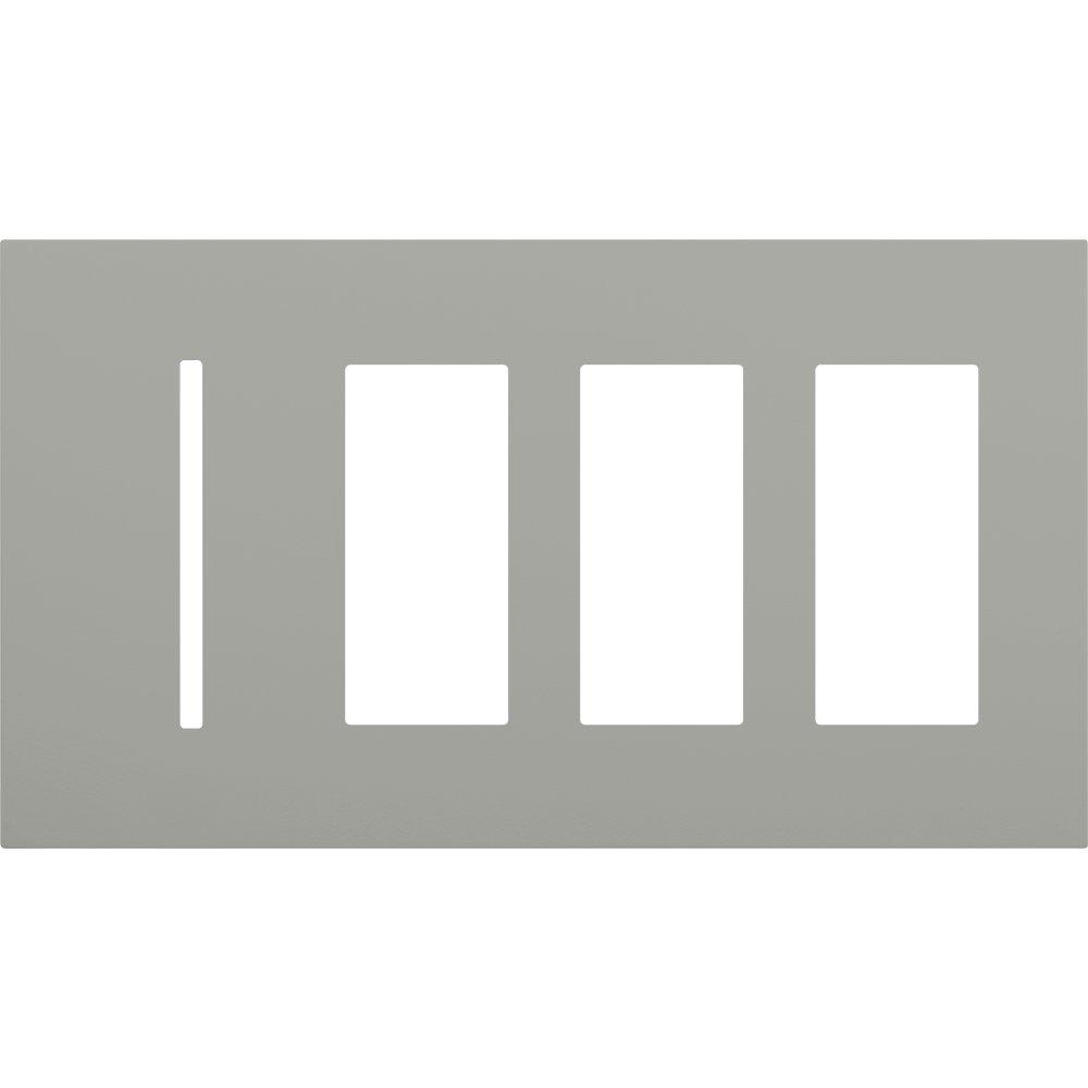 Multigang WallPlate for New Architectural Controls and Accessories, Four-gang for 1 Grafik T control and 3 accessories or Palladiom keypads