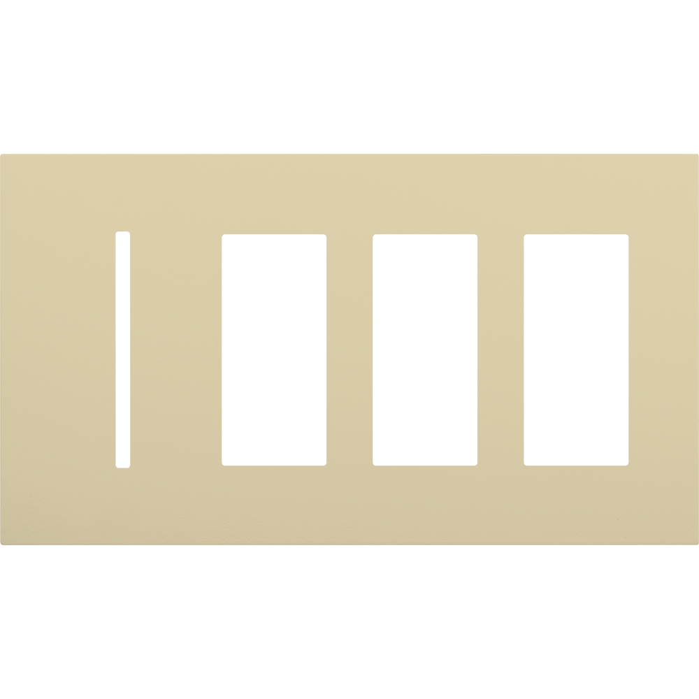 Multigang WallPlate for New Architectural Controls and Accessories, Four-gang for 1 Grafik T control and 3 accessories or Palladiom keypads