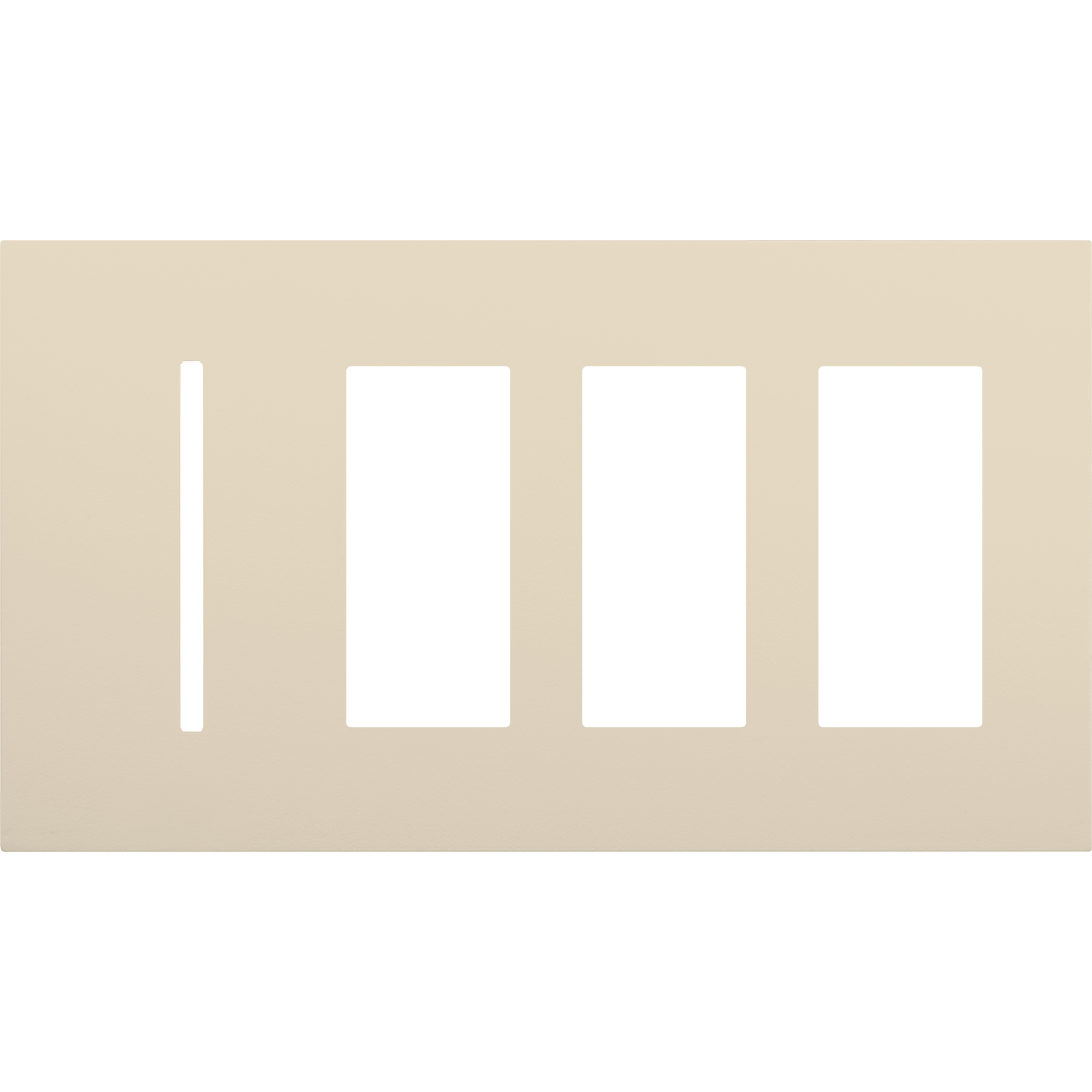 Multigang WallPlate for New Architectural Controls and Accessories, Four-gang for 1 Grafik T control and 3 accessories or Palladiom keypads