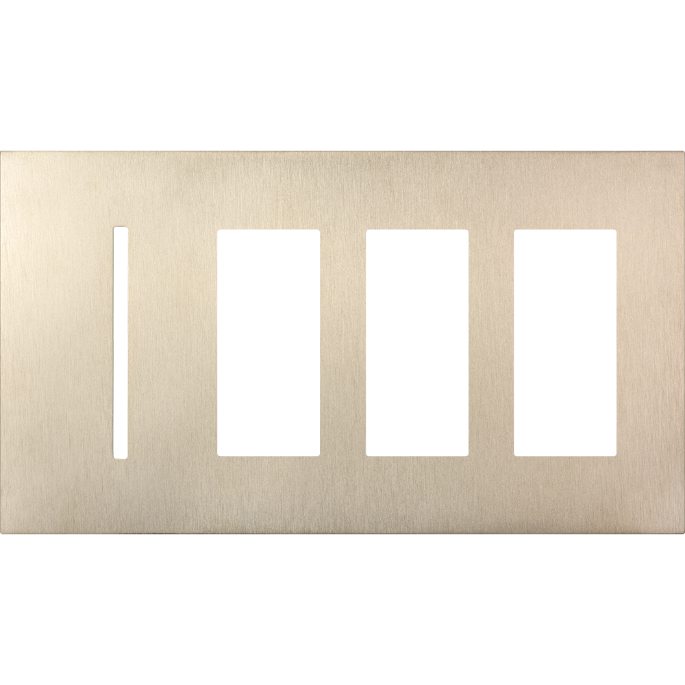 Multigang WallPlate for New Architectural Controls and Accessories, Four-gang for 1 Grafik T control and 3 accessories or Palladiom keypads