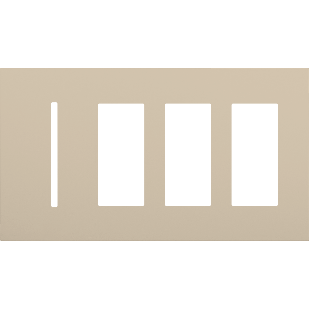 Multigang WallPlate for New Architectural Controls and Accessories, Four-gang for 1 Grafik T control and 3 accessories or Palladiom keypads