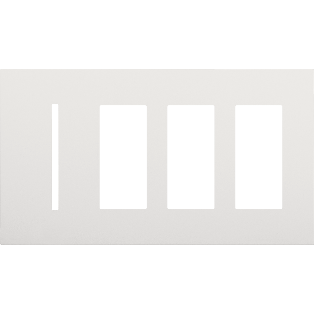 Multigang WallPlate for New Architectural Controls and Accessories, Four-gang for 1 Grafik T control and 3 accessories or Palladiom keypads